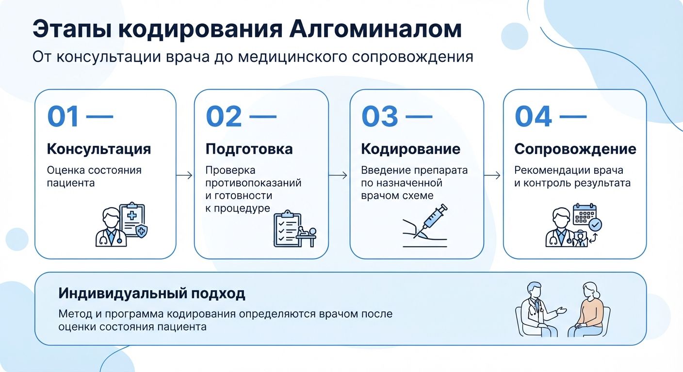 Кодирование препаратом «Алгоминал» в Электростали инфографика